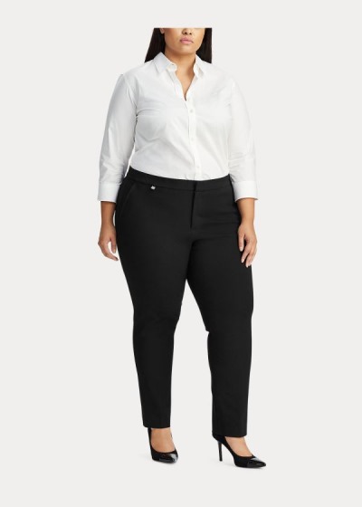 Pantalones Ralph Lauren Mujer Negros - Cotton Twill Skinny Ankle - WSJKI1509